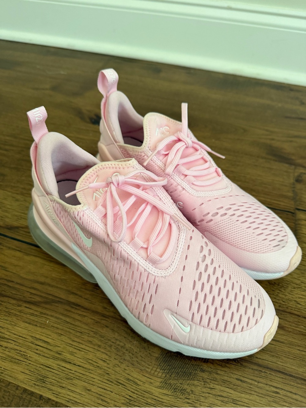 Nike Pink Youth Girls Athletic Sneakers with White Swoosh